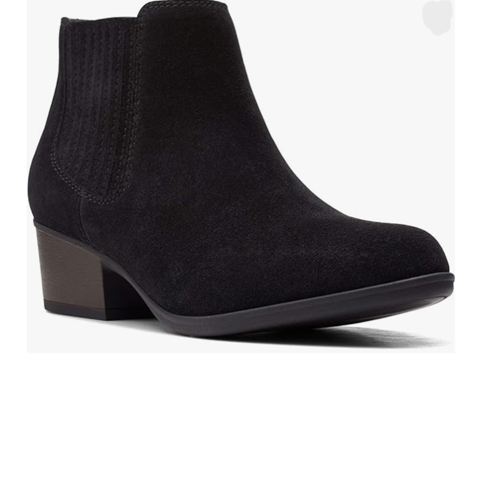 CLARKS Women’s Adreena Flora Suede Leather Bootie In Black US Size 10 - Picture 2 of 4